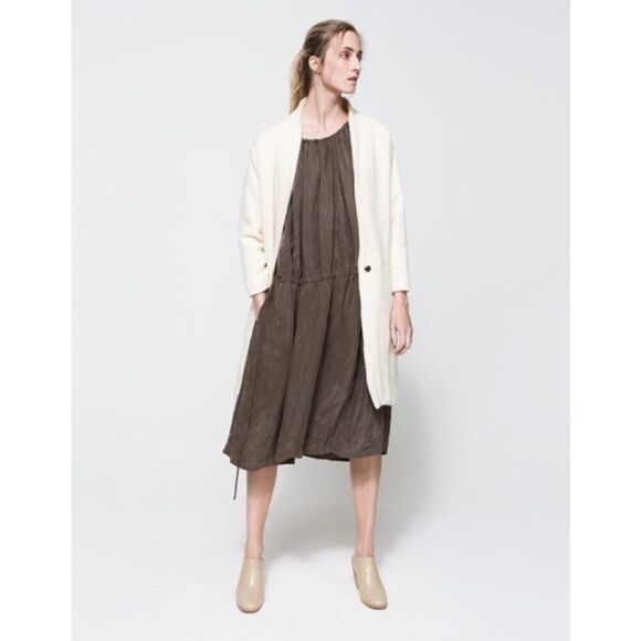 Objects Without Meaning Hi-Neck Halter Dress Gathered Green Lagenlook sz Medium - Picture 2 of 16